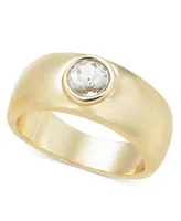On 34th Gold-Tone Crystal Single Stone Band Ring, Created for Macy's