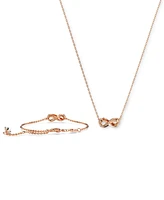 Swarovski Rose Gold-Tone Hyperbola Infinity Bangle Bracelet & Pendant Necklace Set, 15" + 2-3/4" extender