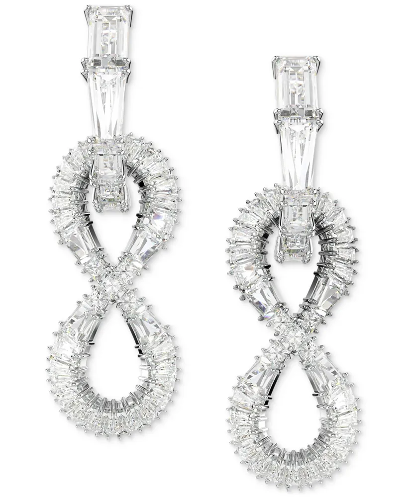 Swarovski Rhodium-Plated Mixed Crystal Infinity Charm Hoop Earrings