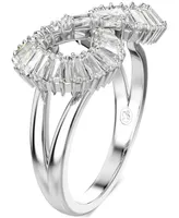 Swarovski Rhodium-Plated Baguette Crystal Infinity Statement Ring