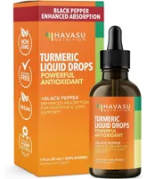 Organic Turmeric Liquid Drops, Liquid Turmeric 1000mg Enhanced Absorption for Digestive & Joint Support, Unflavored, Havasu Nutrition, 1 fl oz