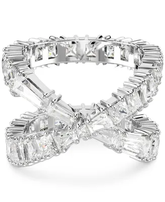 Swarovski Rhodium-Plated Square Crystal Infinity Ring