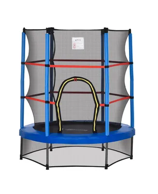 55" x 63" Steel Frame Kids Trampoline, Indoor w/ Net Enclosure, Blue