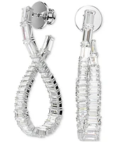 Swarovski Rhodium-Plated Baguette Crystal Infinity Drop Earrings