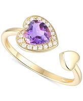 3-Pc. Set Amethyst (2-1/8 ct. t.w.) & Lab-Grown White Sapphire (1/3 Heart Ring, Pendant Bracelet 14k Gold-Plated Sterling Silver (Also