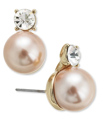Charter Club Gold-Tone Imitation Pearl & Crystal Stud Earrings, Created for Macy's