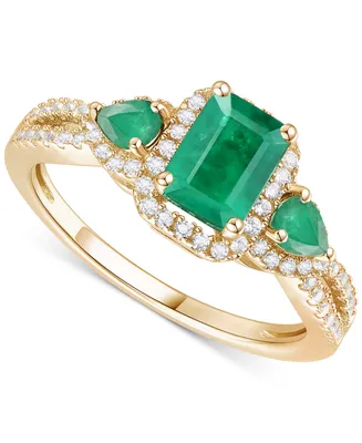 Emerald (1-1/3 ct. t.w.) & Diamond Ring (1/3 14k Gold (Also Ruby Sapphire)