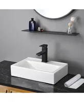 Aquaterior 18" Rectangle Bathroom Vessel Sink Pop up Drain Ceramic Basin 2 Pack