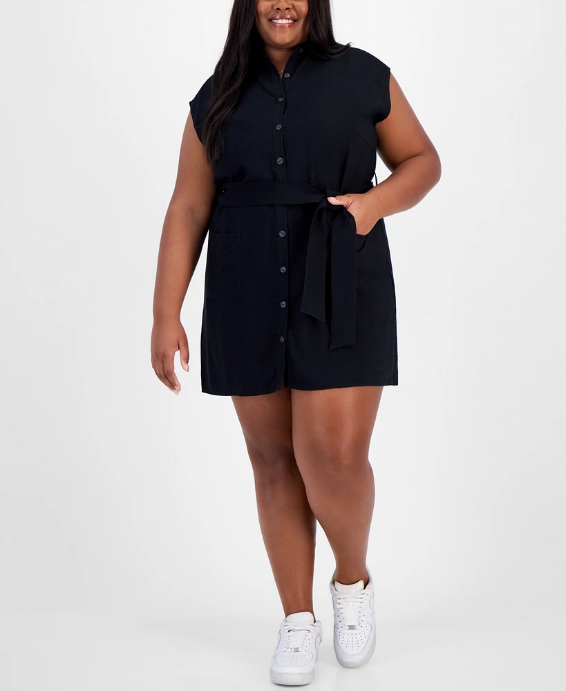 And Now This Trendy Plus Belted Dolman-Sleeve Shirtdress, Created for Macy's