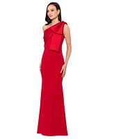 Betsy & Adam Women's Bow-Trimmed One-Shoulder Gown