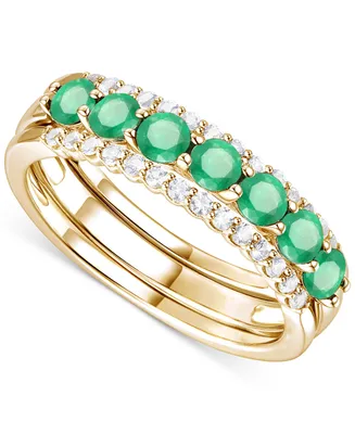 2-Pc. Set Emerald (7/8 ct. t.w.) Ring & Diamond Enhancer (1/4 14k Gold (Also Ruby and Sapphire)