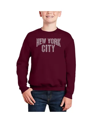 Nyc Neighborhoods - Big Boy's Word Art Crewneck Sweatshirt