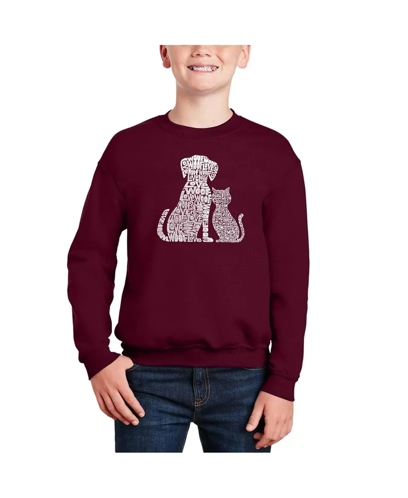 Dogs And Cats - Big Boy's Word Art Crewneck Sweatshirt