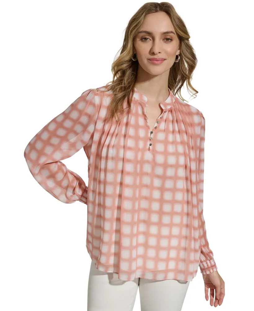 Calvin Klein Women's Printed Long-Sleeve Blouse