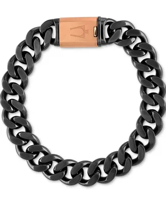 Bulova Gray & Rose Gold-Tone Ip Stainless Steel Link Bracelet