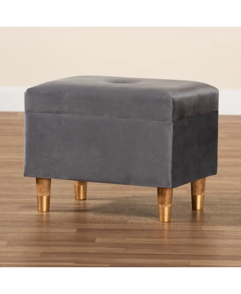 Baxton Studio Elias Modern and Contemporary Velvet Fabric Upholstered and Finished Wood Storage Ottoman