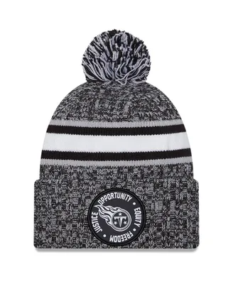 Men's New Era Heather Black Tennessee Titans 2023 Inspire Change Cuffed Knit Hat with Pom