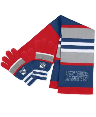 Women's Wear by Erin Andrews New York Rangers Stripe Glove and Scarf Set