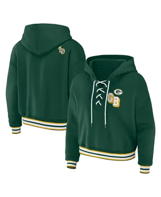 Women's Wear by Erin Andrews Green Bay Packers Plus Lace-Up Pullover Hoodie