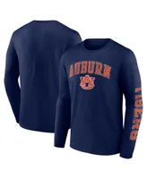 Men's Fanatics Navy Distressed Auburn Tigers Arch Over Logo Long Sleeve T-shirt