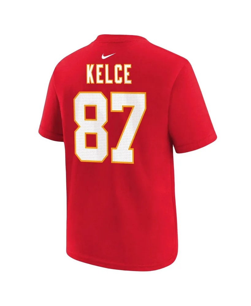 Big Boys Nike Travis Kelce Red Kansas City Chiefs Player Name and Number T-shirt