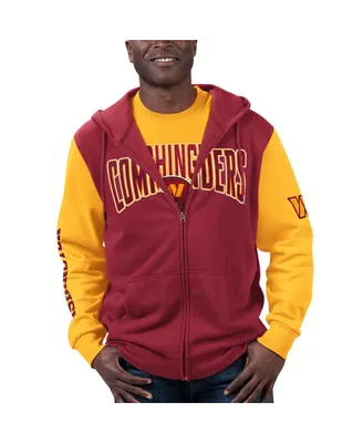 Men's G-iii Sports by Carl Banks Burgundy, Gold Washington Commanders T-shirt and Full-Zip Hoodie Combo Set