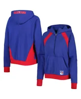 Women's Starter Blue New York Rangers Wishbone Half-Zip Hoodie