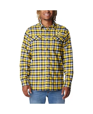 Men's Columbia Maize Michigan Wolverines Flare Flannel Long Sleeve Shirt