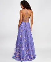 Say Yes Juniors' Embellished Open-Back Gown, Created for Macy's
