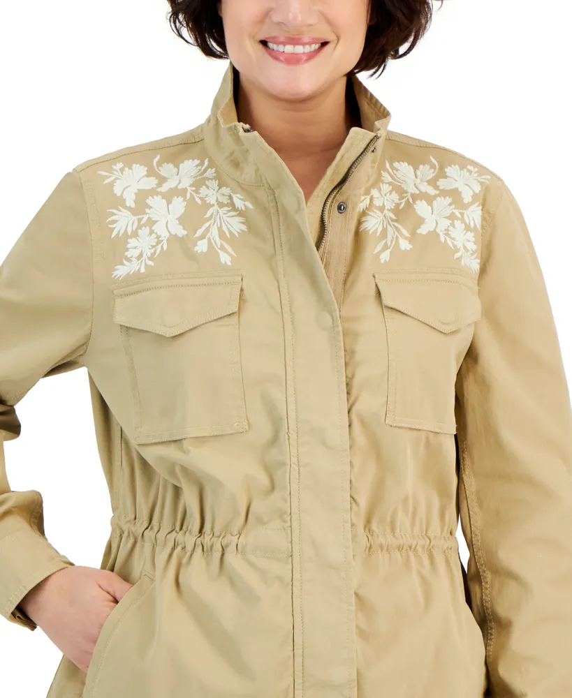 Style & Co Women's Floral-Embroidered Jacket, Created for Macy's