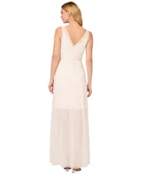 Adrianna Papell Women's Embellished Illusion V-Neck Gown