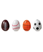 Glitzhome 48 Pack 2.25" H Easter Plastic Fillable Sports Eggs, 12 of Each Basketball, Football, Baseball, Soccer