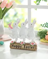 Glitzhome 9.25" H Easter Resin Triple Bunny Table Decor