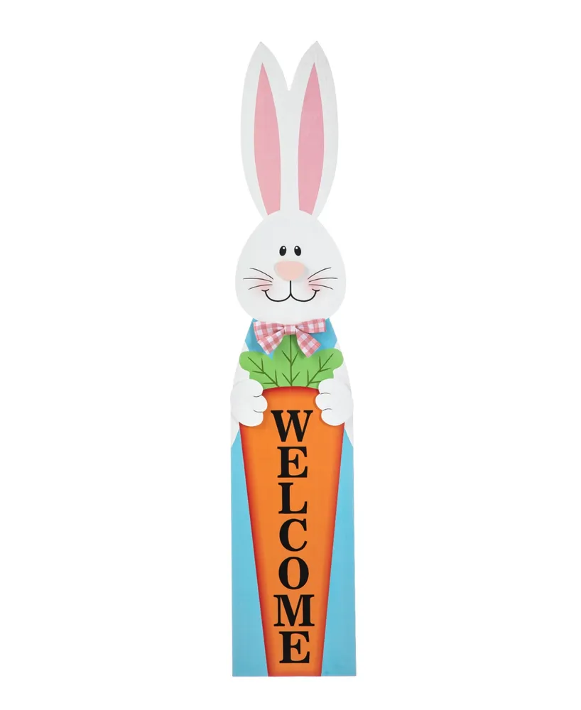 Glitzhome 42" H Easter Wooden Bunny Welcome Porch Sign