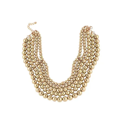 Sohi Women's Gold Metallic Beaded Cluster Necklace