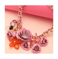 Sohi Women's Pink Roses Cluster Necklace