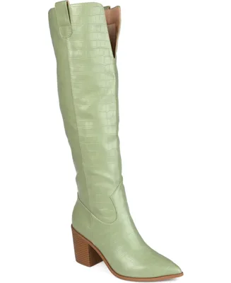 Journee Collection Women's Therese Extra Wide Calf Block Heel Knee High Dress Boots