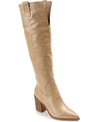 Journee Collection Women's Therese Extra Wide Calf Block Heel Knee High Dress Boots
