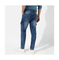 Campus Sutra Men's Medium-Wash Cargo Denim Jeans