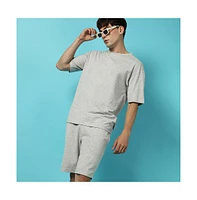 Campus Sutra Men's Oversized Solid Light Grey Casual Co-Ord Set