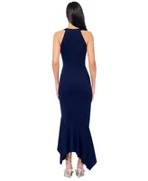 Xscape Women's V-Neck Sleeveless Ruffled High-Low Dress