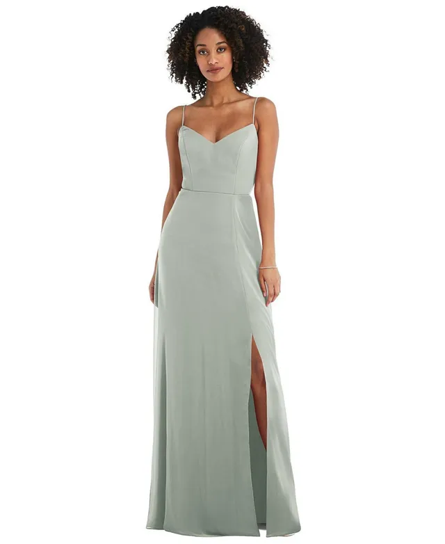 Adjustable Strap Wrap Bodice Maxi Dress with Front Slit