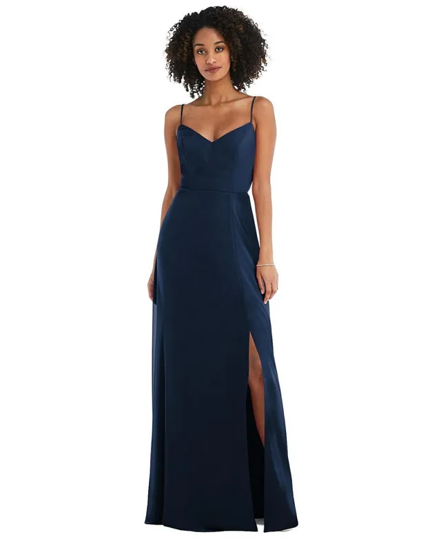 Adjustable Strap Wrap Bodice Maxi Dress with Front Slit