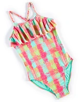 Breaking Waves Big Girls Flounce Twisted-Straps One-Piece Swimsuit