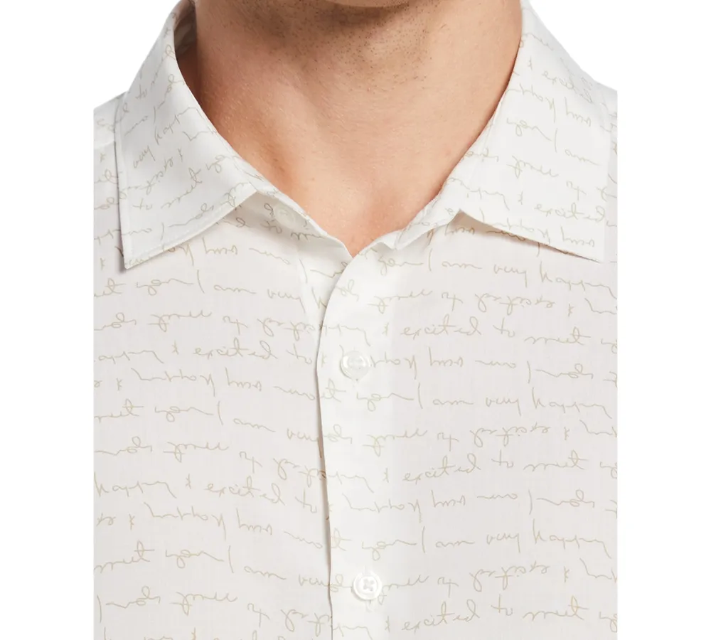 Perry Ellis Men's Writing Print Long-Sleeve Button Shirt