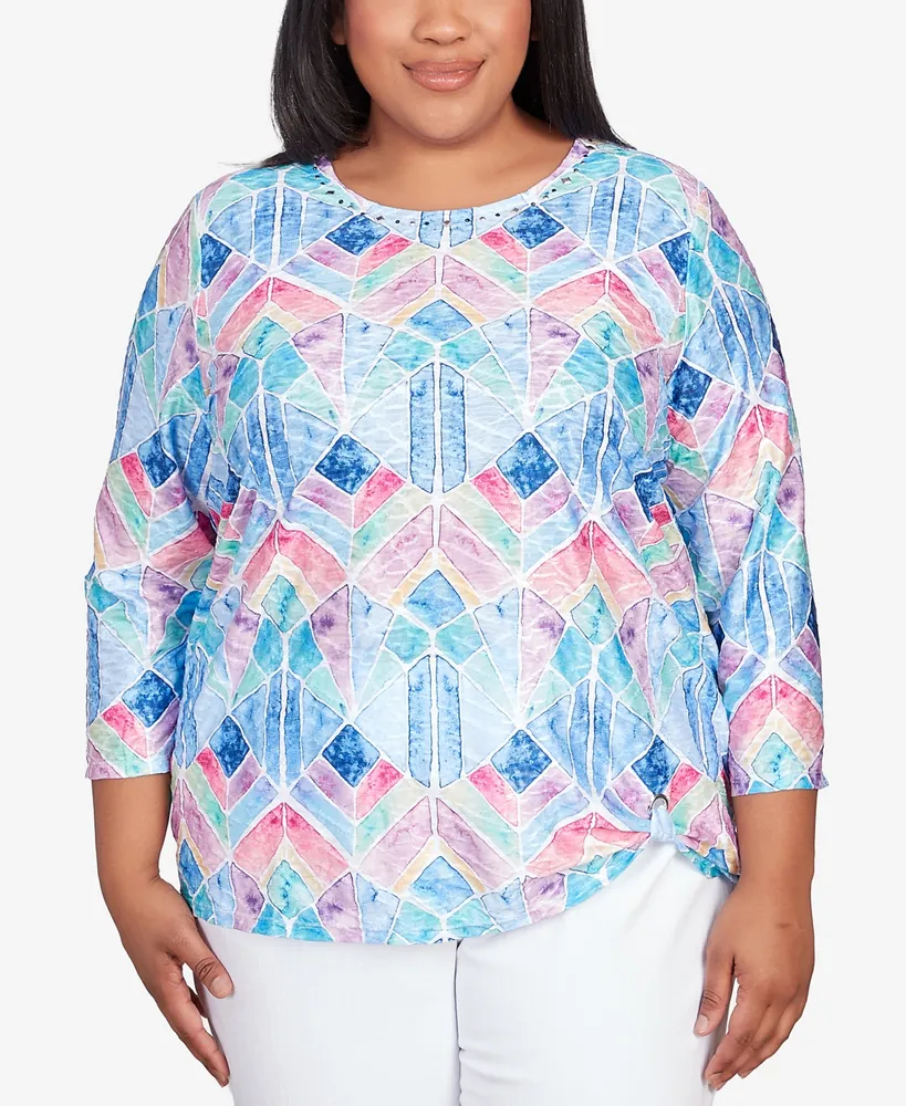 Alfred Dunner Stained Glass Mesh Top