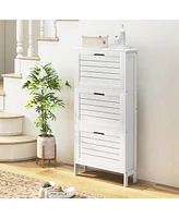 Homcom Modern Shoe Cabinet with 3 Flip Drawers for 6 Pairs, White