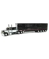 First Gear 1/64 Black & White Peterbilt 389 w/ Wilson Silver star Livestock Trailer