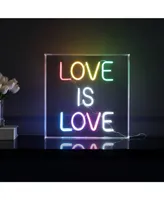 Jonathan Y Love Is Love Square Contemporary Glam Acrylic Box Usb Operated Led Neon Light