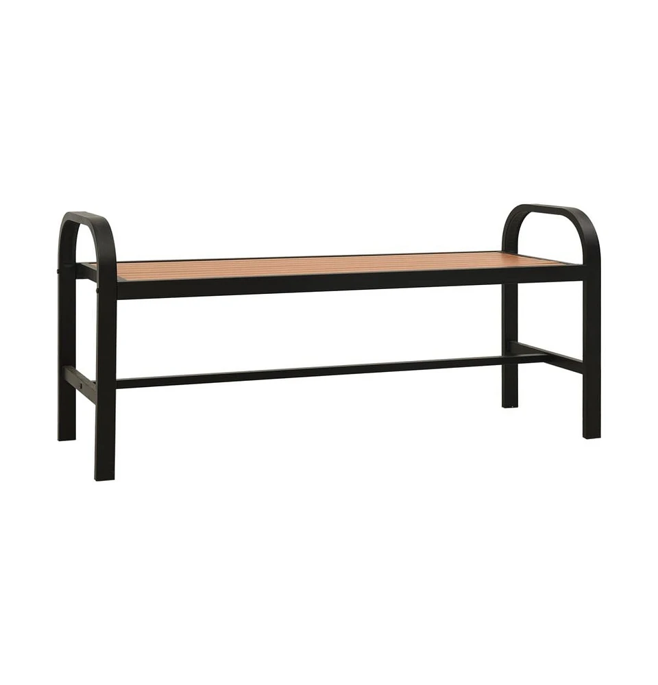Patio Bench 49" Steel and Wpc Brown and Black